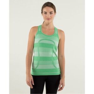 EUC Lululemon Swift Green Striped Tank Top 8